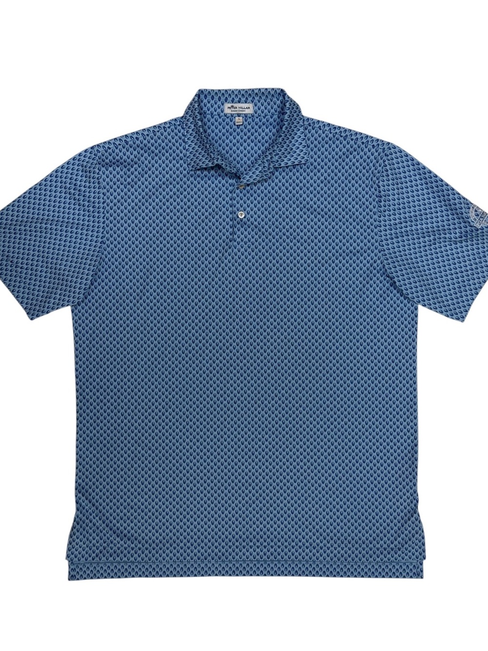 Peter Millar Summer Comfort Polo Shirt Mens Large Hudson Skull Geometric AOP - Picture 2 of 9